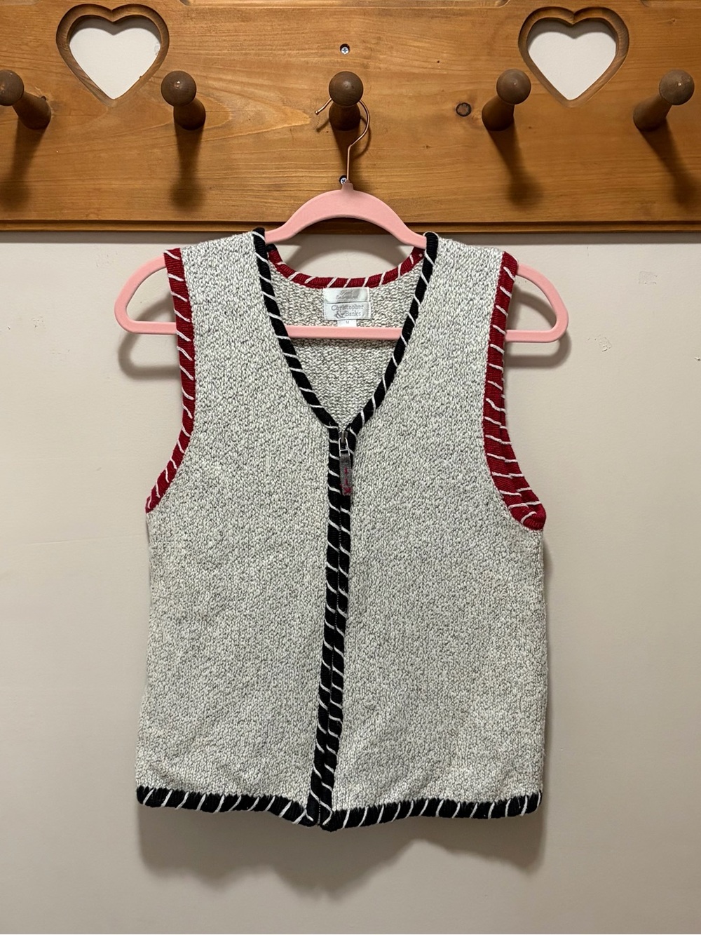 VINTAGE 2004 Christopher & Banks Ramie Cotton Zip Sweater Vest M Y2K